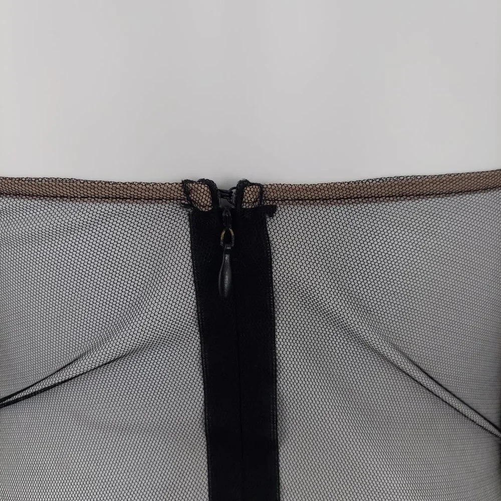 Luxxel Floor length Body Con Low cut, Sheer Evening Gown, Black, Small - Picture 13 of 16